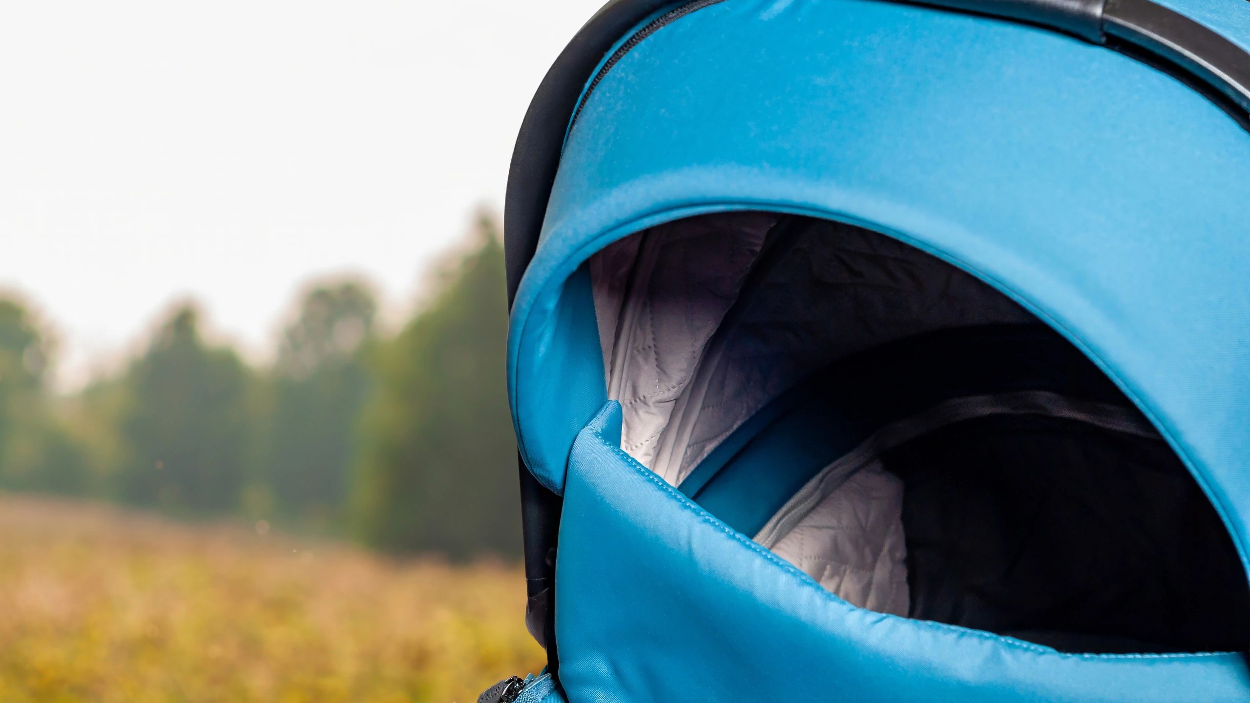 Close-up of stroller canopy and build details